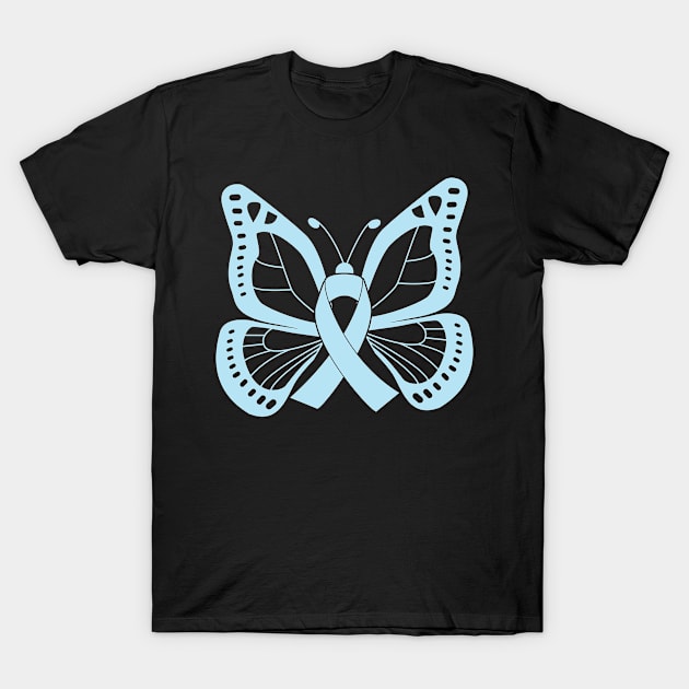 Light Blue Butterfly Awareness Ribbon T-Shirt by FanaticTee